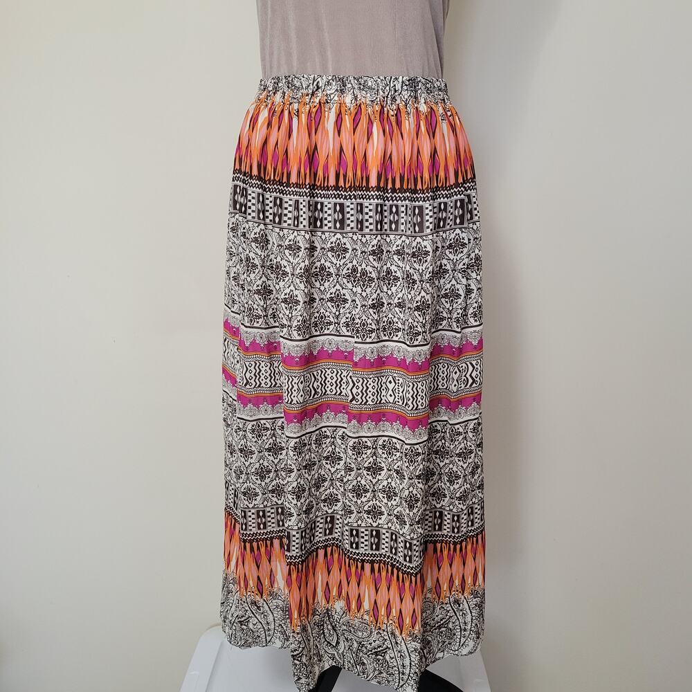 Christopher & Banks Size L Maxi Gathered Lined Boho Peasant Cottage Core Skirt